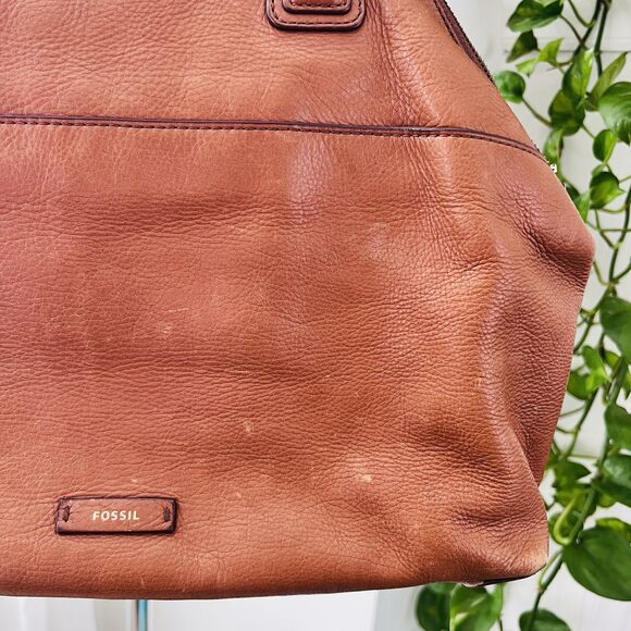 Fossil Sydney Brown Leather Satchel Bag Purse Y2K Gorgeous Shoulder Bag - Picture 5 of 7